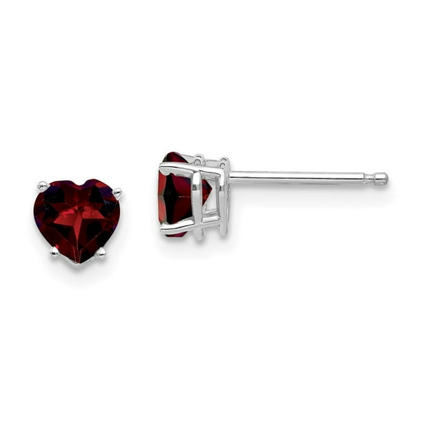 ctw8 14K White Gold 5mm Heart Stud Natural Garnet Earrings 4.00 Carats ctw8 14K White Gold 5mm Heart Stud Natural Garnet Earrings 4.00 Carats